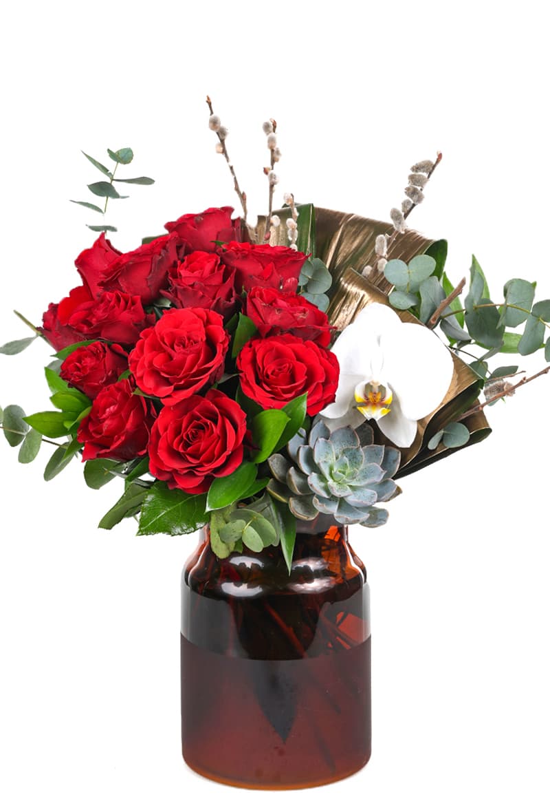 Design Red Rose Vase Taze I Ek