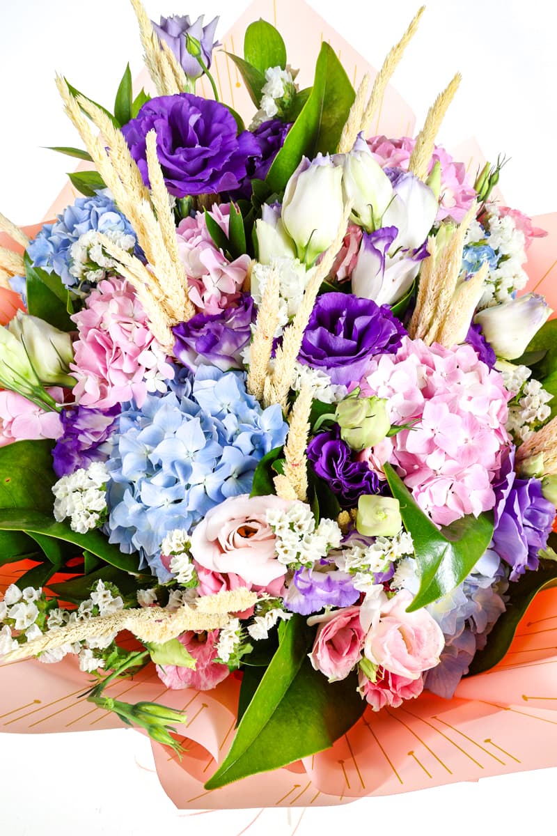 Lisianthus And Hydrangea Mixed Bouquet