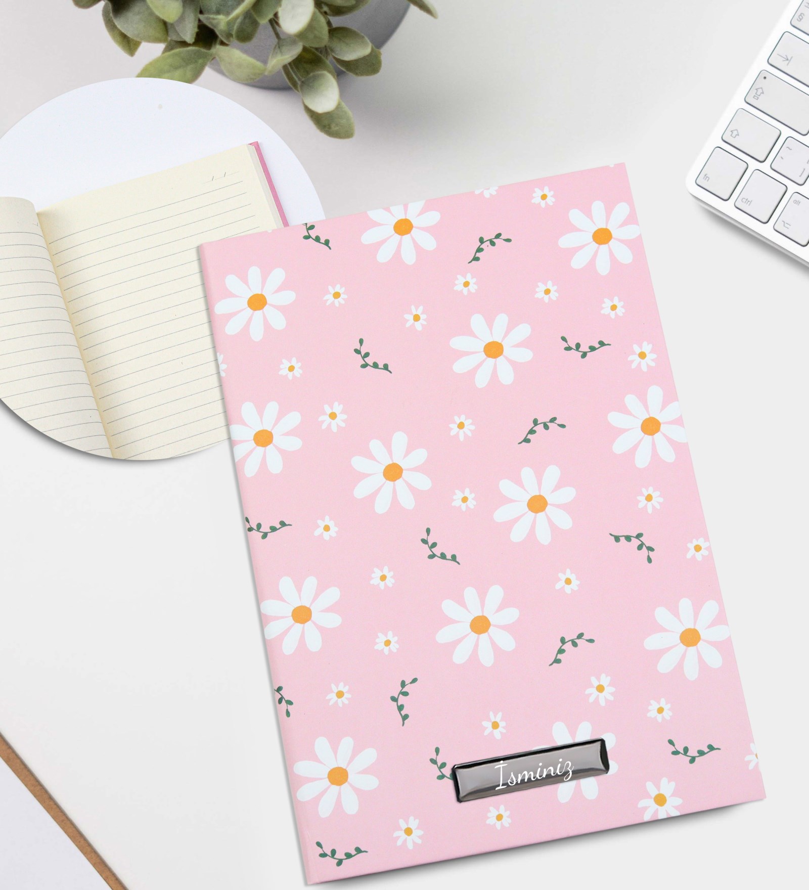 Kişiye Özel Defter & Kalem & Kupa & Çiçek & Mum Hediye Kutusu