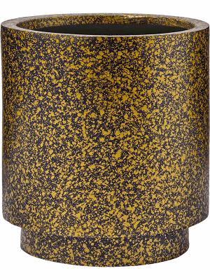 Capi Lux Terrazzo Vase Cylinder Siyah Altın Seramik Saksı