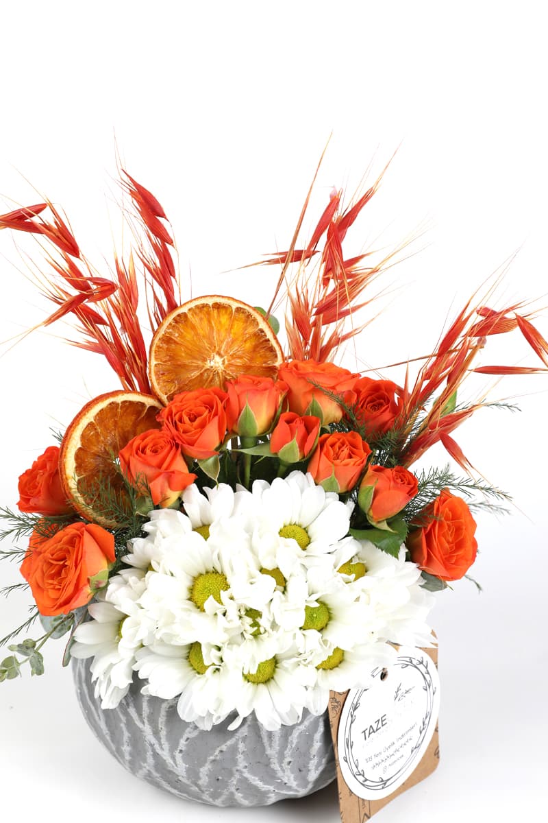 Oriental Orange Güller ve Papatyalar