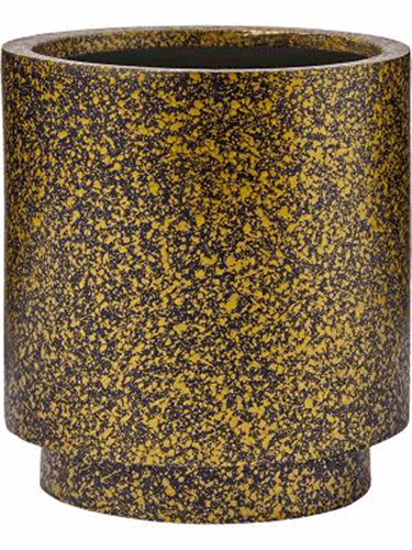 Capi Lux Terrazzo Vase Cylinder Siyah Altın Seramik Saksı 2
