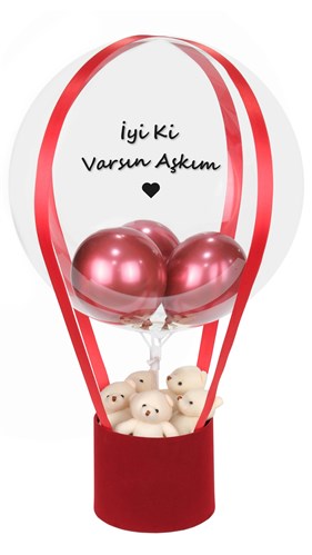 Kırmızı Kutuda Ayıcıklar Balon Kutusu