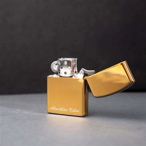 Kişiye Özel İsim Baskılı Gold Zippo Çakmak