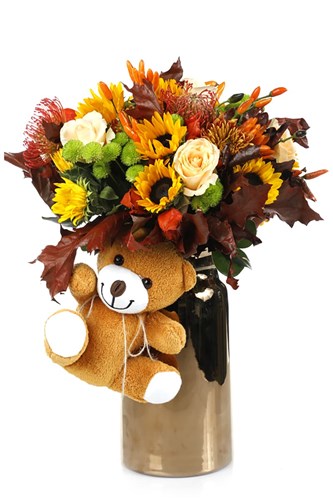 Luxury Arrangement & Sweet Teddy Bear Autumn