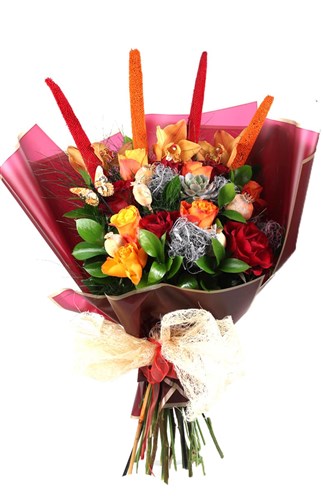 Orange Or Red Rose Bouquet