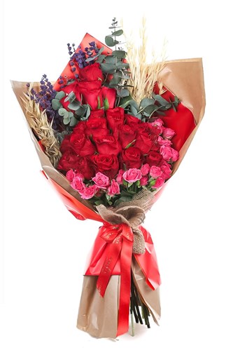 Pink & Red Roses Buketi