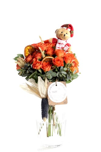 Teddy & Orange Roses