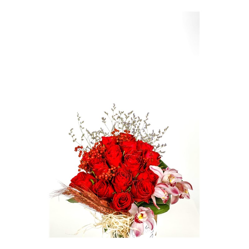 Hot Red Roses in Vase