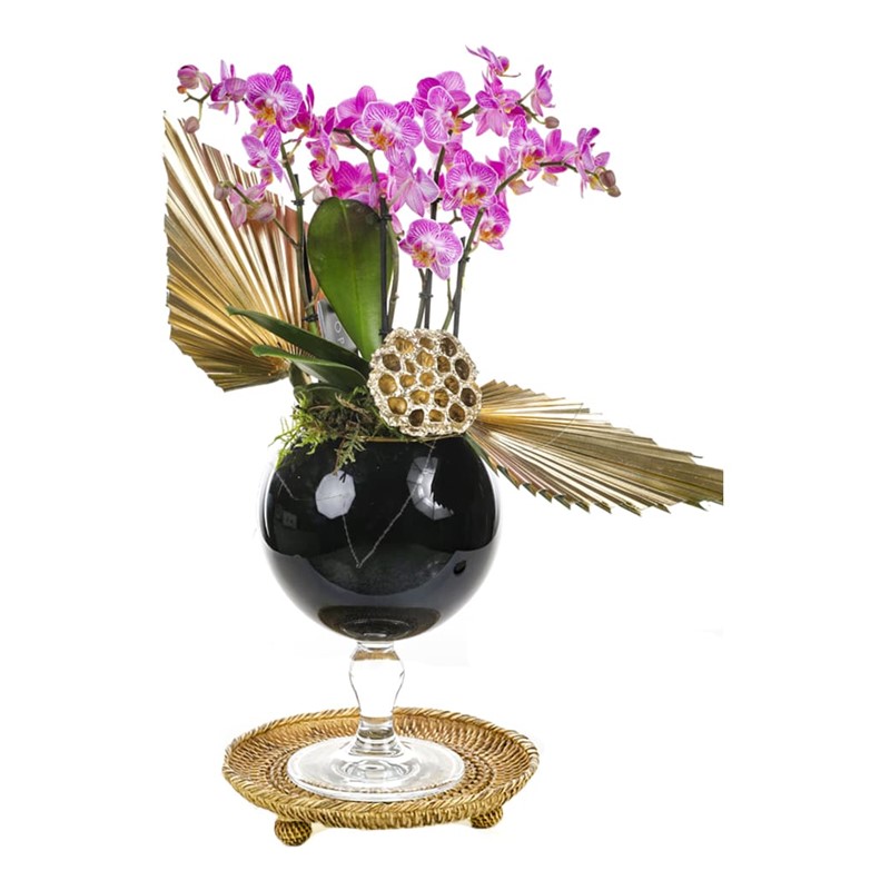 Black Vase Of Pink