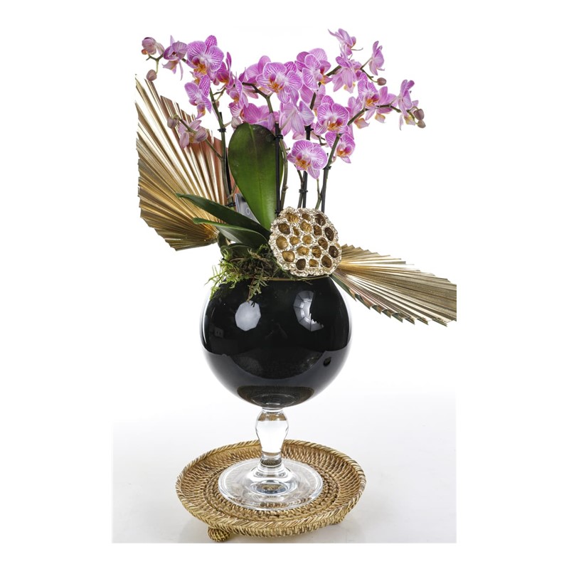 Black Vase Of Pink