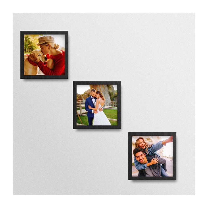 14x14 Fotoğraflı Yapışan Siyah Çerçeve Seti - 3lü