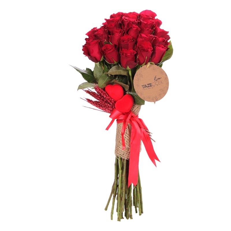 Only Rose For Love 25 Kırmızı Gül Buketi