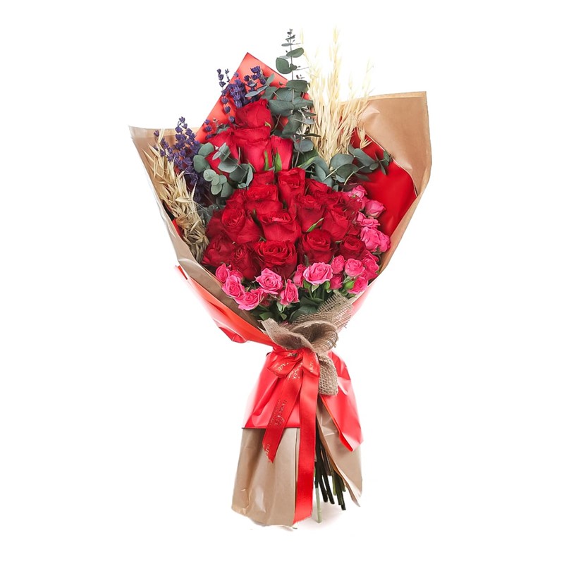 Pink & Red Roses Buketi