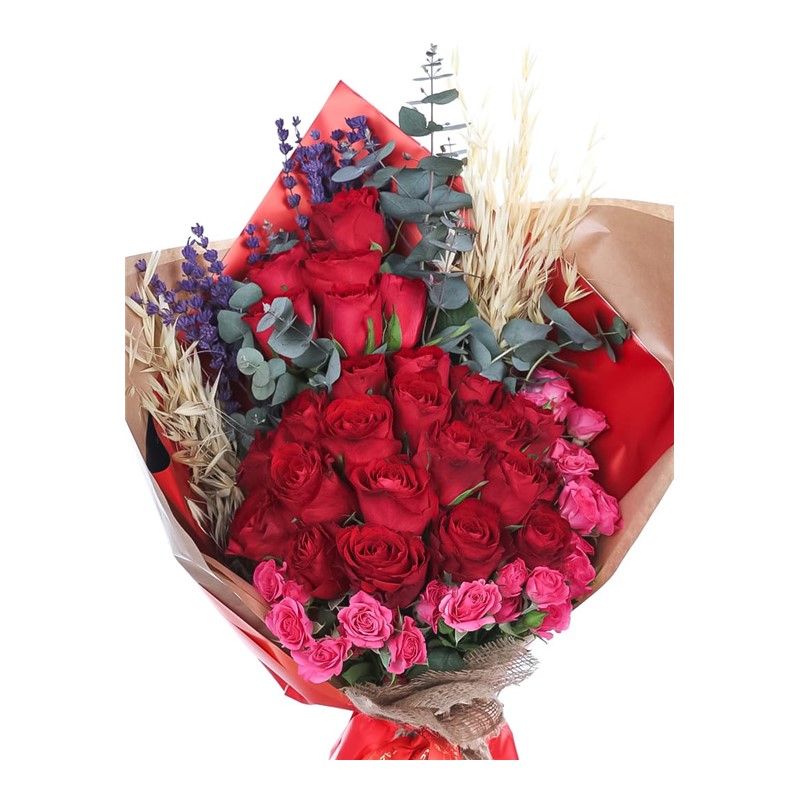 Pink & Red Roses Buketi