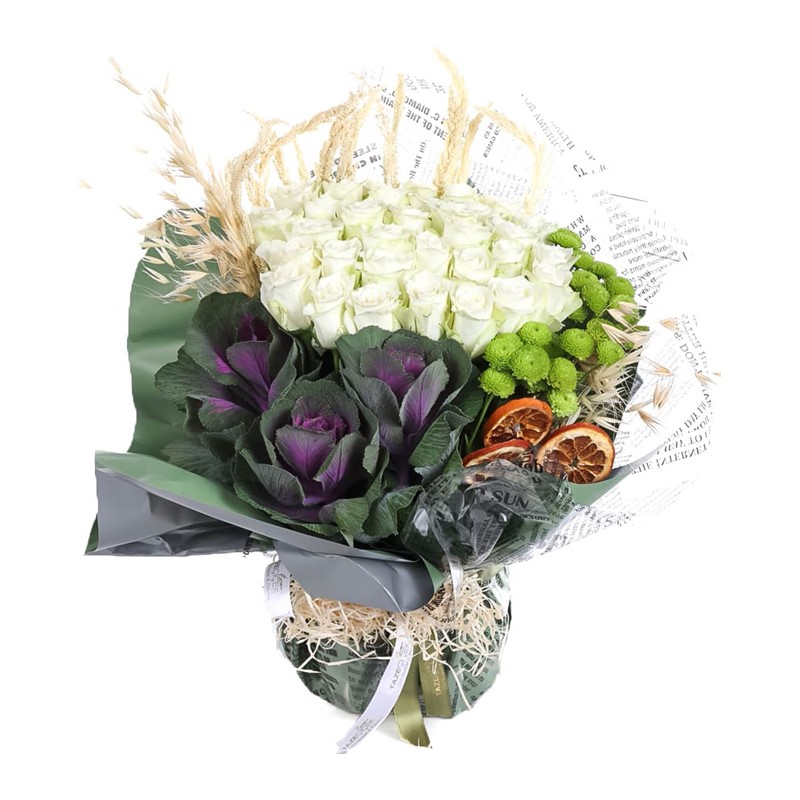 Big White Embrace 30 Beyaz Gül Buketi