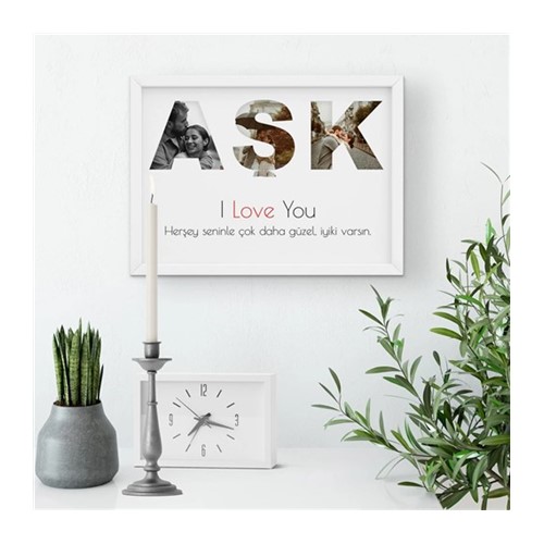 20x30 Yapışan Çerçeveli Aşk Tasarımlı Fotoğraf Baskısı