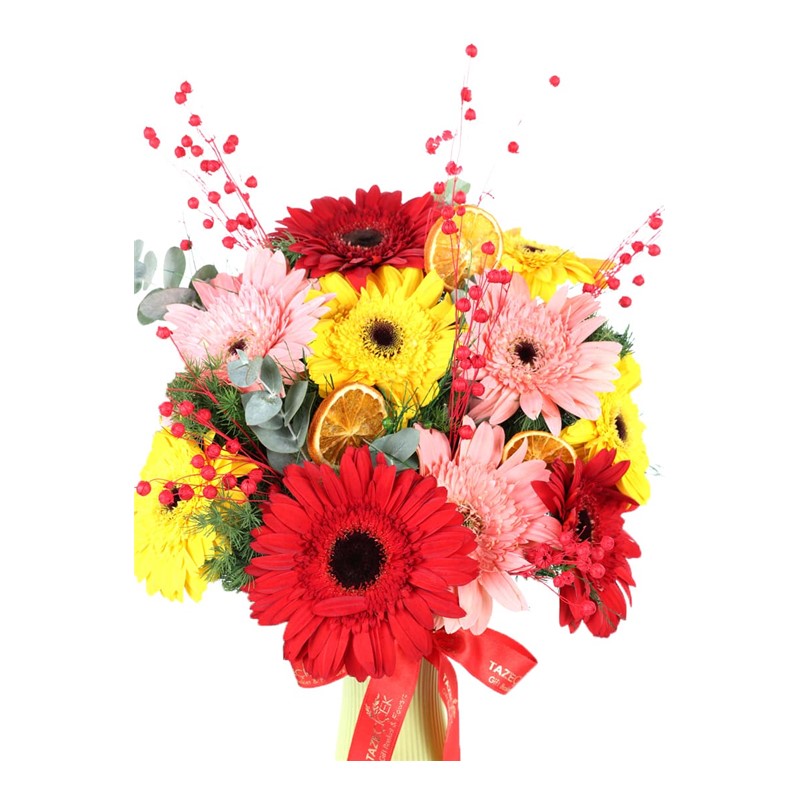 Rainbow Bliss Renkli Gerbera Vazosu