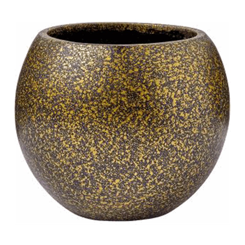 Capi Lux Terrazzo Vase Ball Siyah Altın Seramik Saksı