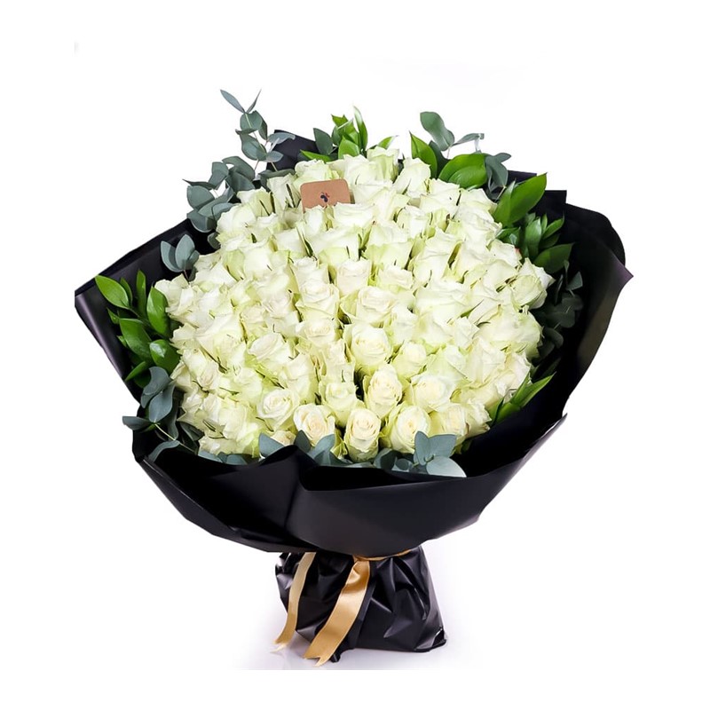 Blossom Pure Hearts 101 Beyaz Gül Buketi