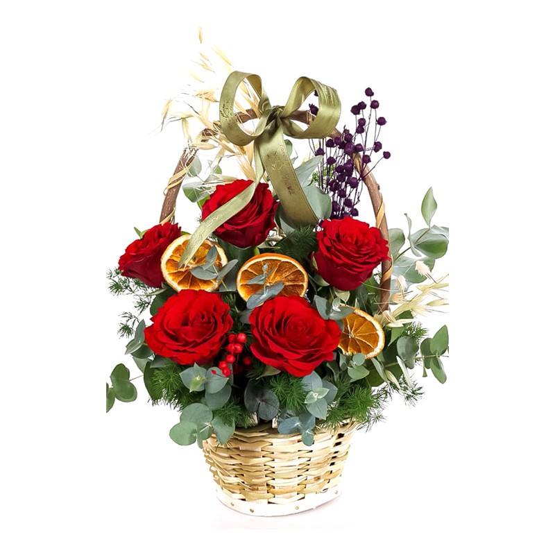 Kissed Love Sepette 5 Kırmızı Gül