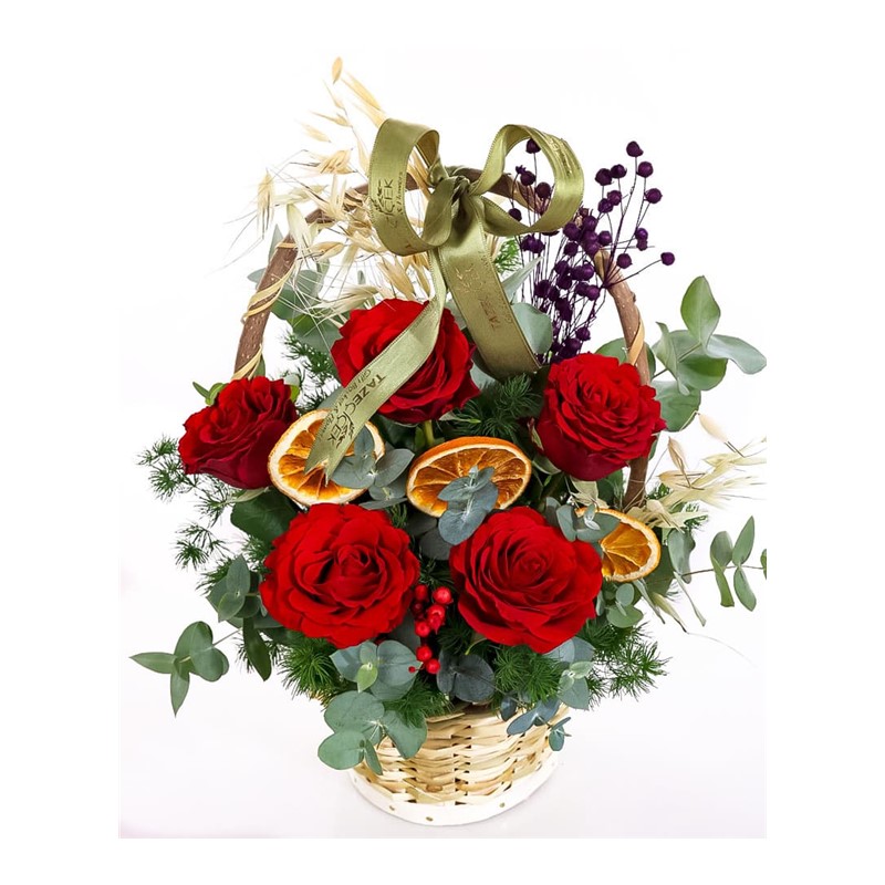 Kissed Love Sepette 5 Kırmızı Gül