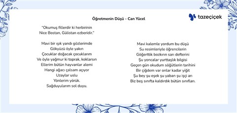 öğretmenin düşü-can yücel
