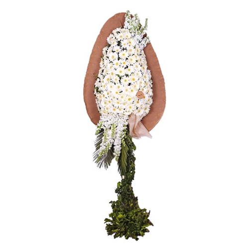 Beyaz Düşler Gerbera Tek Katlı Çelenk