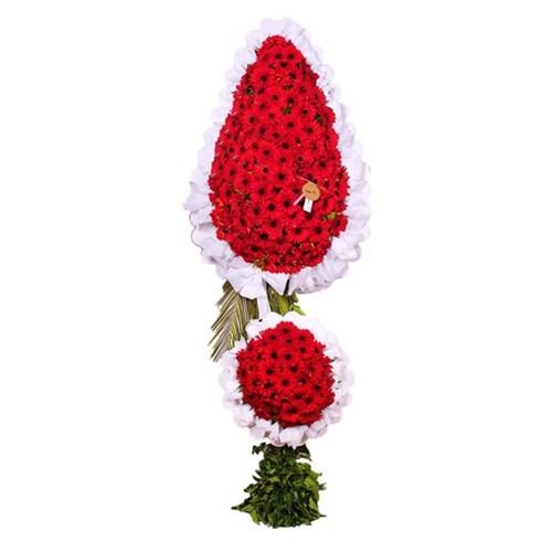 Kırmızı Gerberalar Çift Katlı Çelenk