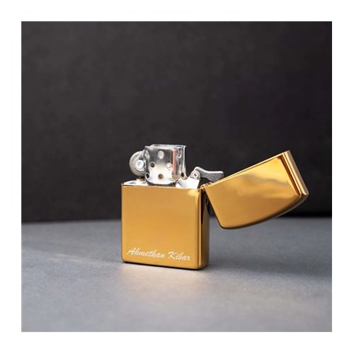 Kişiye Özel İsim Baskılı Gold Zippo Çakmak