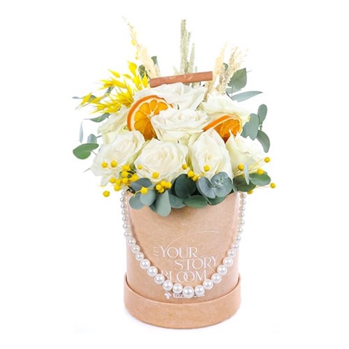 Lemon Snow Kutuda Beyaz Güller