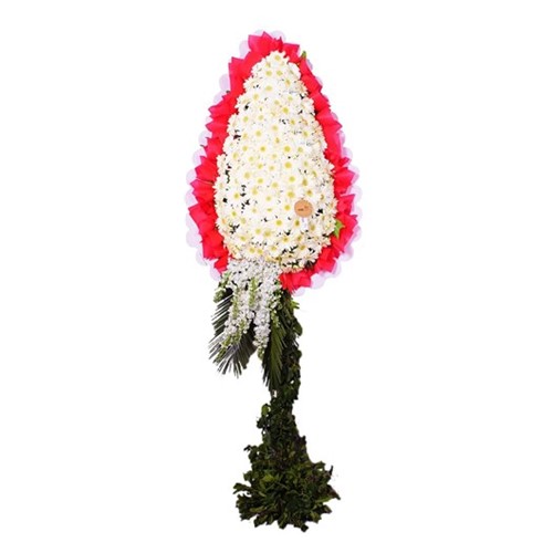 Mutluluklar Beyaz Gerbera Tek Katlı Çelenk