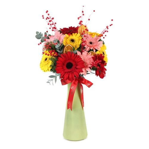 Rainbow Bliss Renkli Gerbera Vazosu