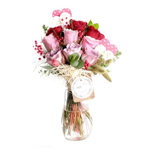Rainbow Roses Vazoda Gül