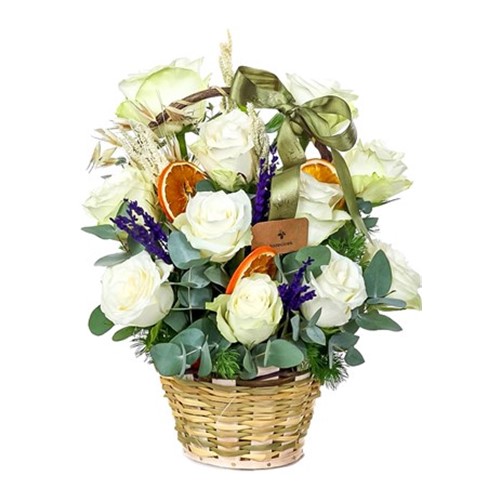 White Meets 11 Beyaz Gül Sepeti